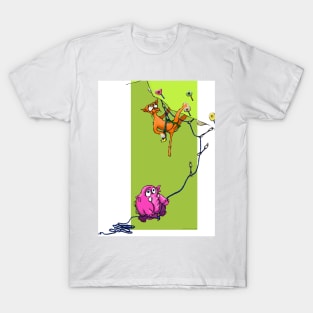 Cat leading climb with elephant on belay T-Shirt